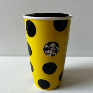 Starbucks Black and Yellow Polka Dot Tumbler